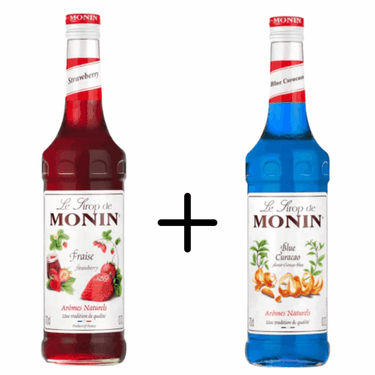 Monin siroop aardbei fraise + blue curacao