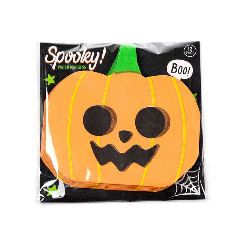 Load image into Gallery viewer, Halloween pompoen pak van 12 3-laags papieren feestservetten
