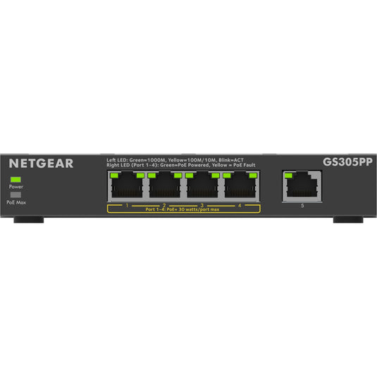Netgear 5-port gigabit ethernet poe+ unmanaged switch (gs3