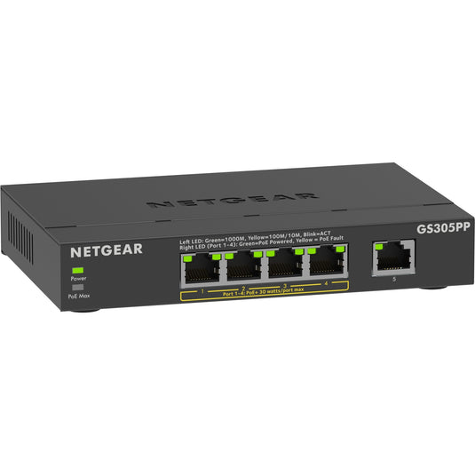 Netgear 5-port gigabit ethernet poe+ unmanaged switch (gs3
