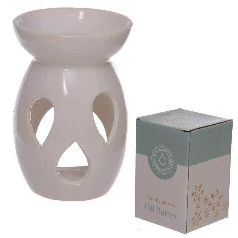 Load image into Gallery viewer, Keramiek olie- en wax geurbrander met uitgesneden traan wit
