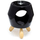 Zwarte abstracte keramiek geurbrander met voet