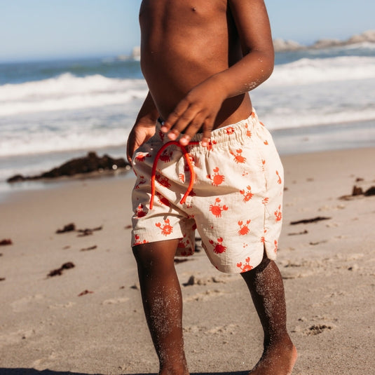 Crabby | beige rode uv zwembroek jongens