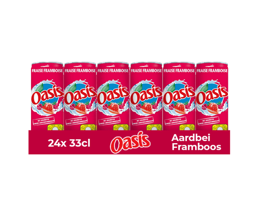 Oasis aardbei framboos blik (24x 33cl)