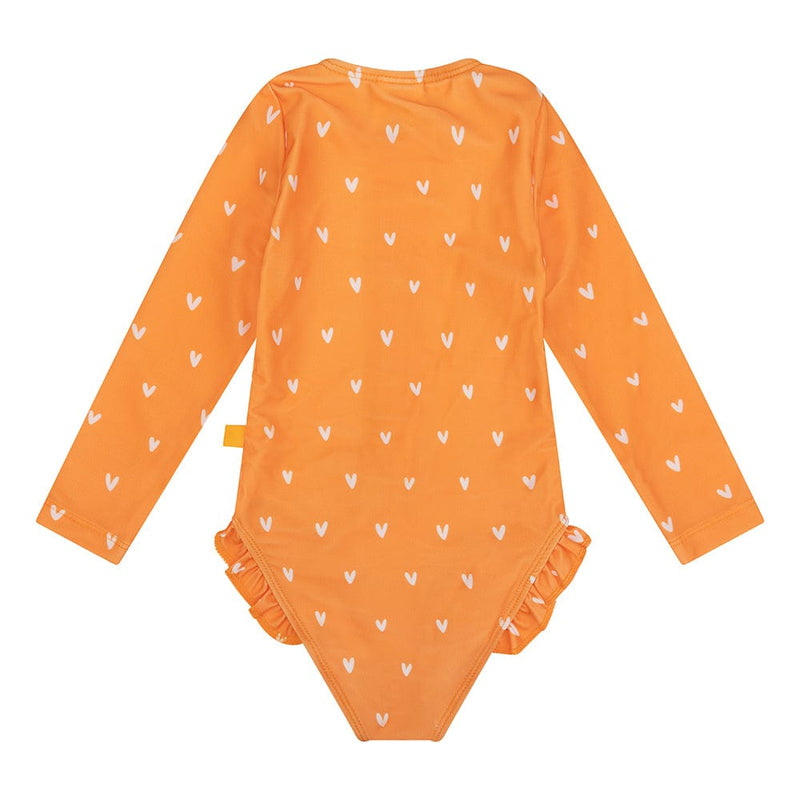 Load image into Gallery viewer, Orange kiss | oranje meisjes uv badpak met lange mouwen
