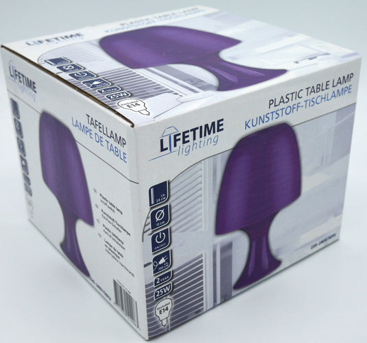 Van der doelen tafel lamp paars op stroom met aan uit schakelaar