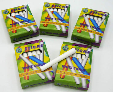 Schoolbord krijtjes wit 5 doosjes van 12 stuks