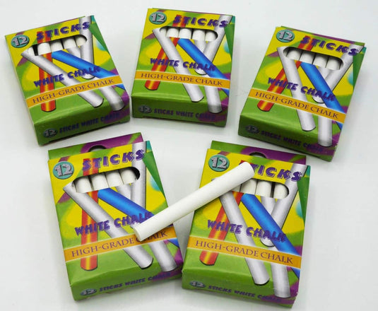 Schoolbord krijtjes wit 5 doosjes van 12 stuks