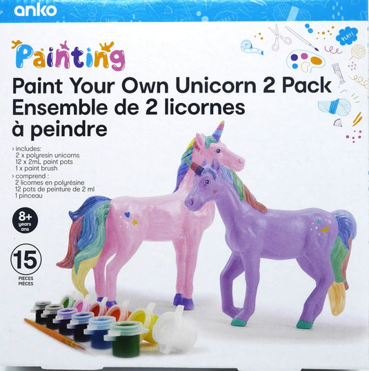 Playgo 2 eenhoorns van polyhars om in je eigen kleuren te schilderen