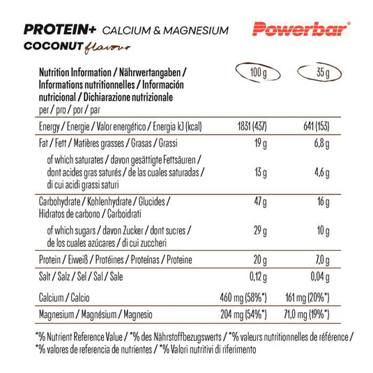 Powerbar protein+ calcium magnesium (30 x 35gr) - coconut