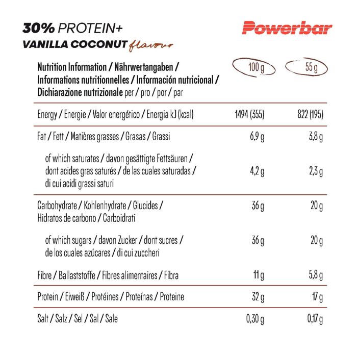 Load image into Gallery viewer, Powerbar 30% protein+ (15 x 55gr) - vanilla-coconut
