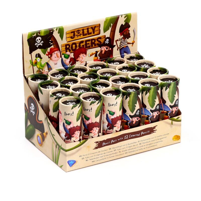 Load image into Gallery viewer, Jolly rogers piraten tekenkoker 12 kleurpotloden
