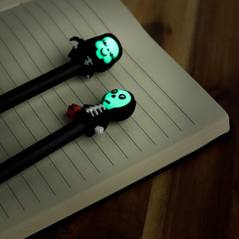 Load image into Gallery viewer, Glow in the dark spoken skeletten fijnschrijver pen - zwart
