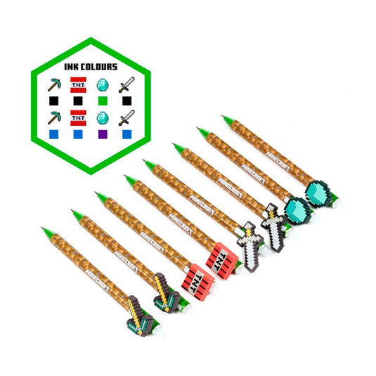 Union set van 8 uitwisbare pennen minecraft gereedschap top