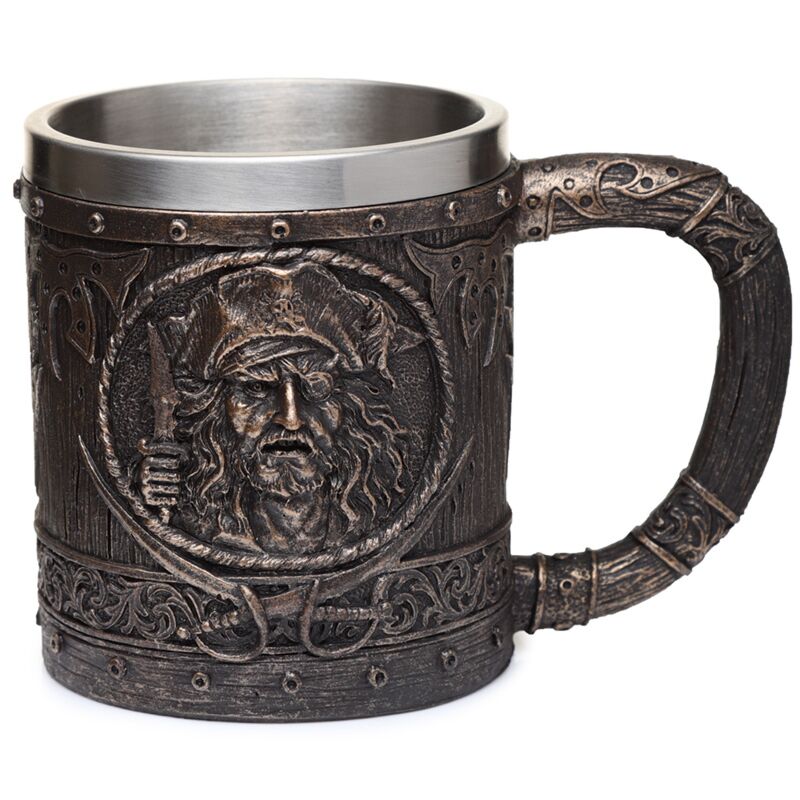 Load image into Gallery viewer, Decoratieve geborsteld goud hout-effect piraten bierpul
