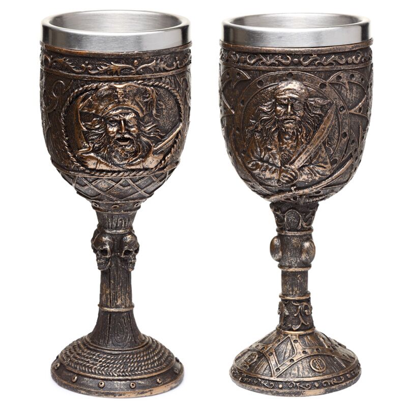 Load image into Gallery viewer, Decoratieve geborsteld goud hout-effect piraatn drinkbeker
