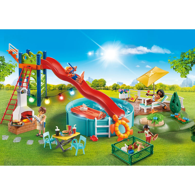 Load image into Gallery viewer, PLAYMOBIL City Life Zwembadfeest met Glijbaan 70987
