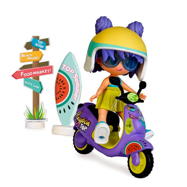 Pinypon top moto girl 11cm met deco mini tattoos