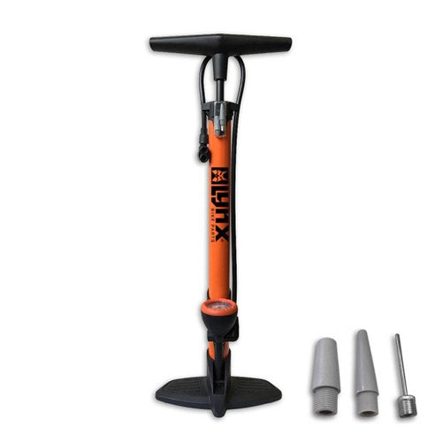 Load image into Gallery viewer, fietspomp met manometer 6 Bar oranje
