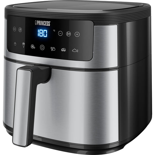 Princess digitale airfyer 6l heteluchtfriteuse (zwart zilver, 6 liter)