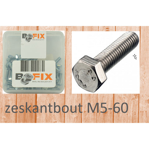 Box of 25 hexagon bolts m5x60