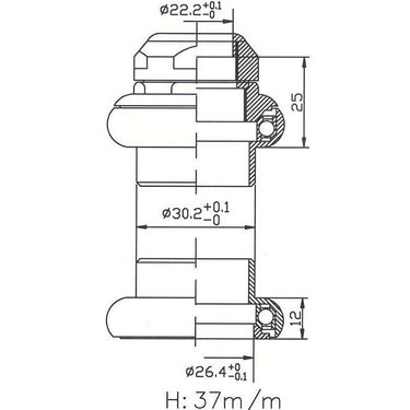 Tecora e balhoofdstel1 inch draad cartr alu 26.4 conus zwart