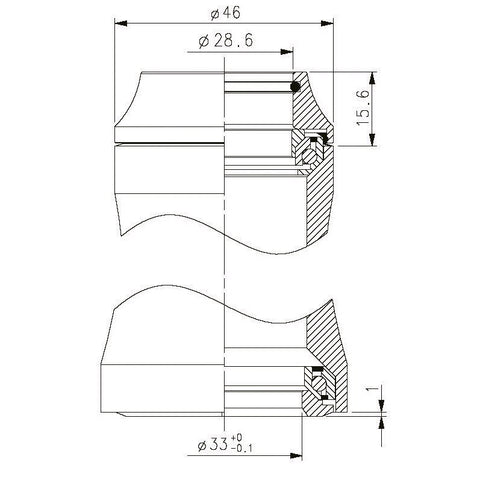 Tecora e headset gazelle 1 1/8" 1 1/4" campa fit integrated. 45-45