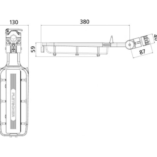 Pletscher zadelpendrager orion met opbergbox qr alu zilver