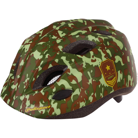polissport junior bicycle helmet s 52-56cm army with led light