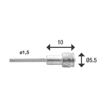 Elvedes rem binnenkabel 2250mm rvs v-nippel