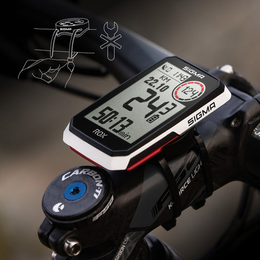 Sigma rox 4.0 gps zw wit standaard stuurhouder + usb-c oplaadkabel