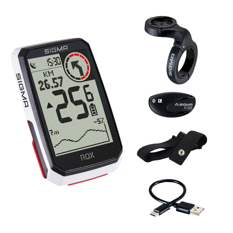 Load image into Gallery viewer, Sigma rox 4.0 gps zw wit hr stuurhouder + ant + ble borstriem
