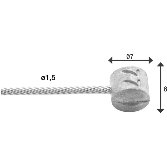 Elvedes cable systems bv elvedes 6426rvs-slick rem binnenkabel 2.00 mtr. tonnippel extra glad 7x6