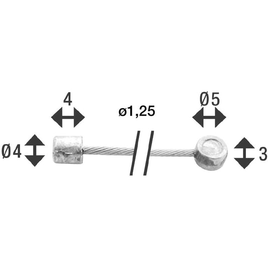 Elvedes schakel binnenkabel 2250mm rvs �1,25mm n t-nippel