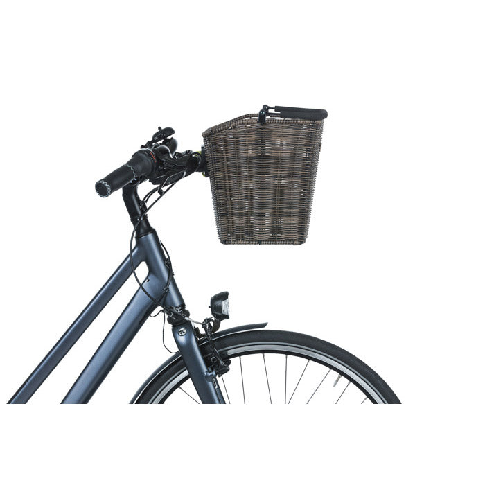 Load image into Gallery viewer, Basil Bremen Rattan Look KF - fietsmand - voorop - donkerbruin
