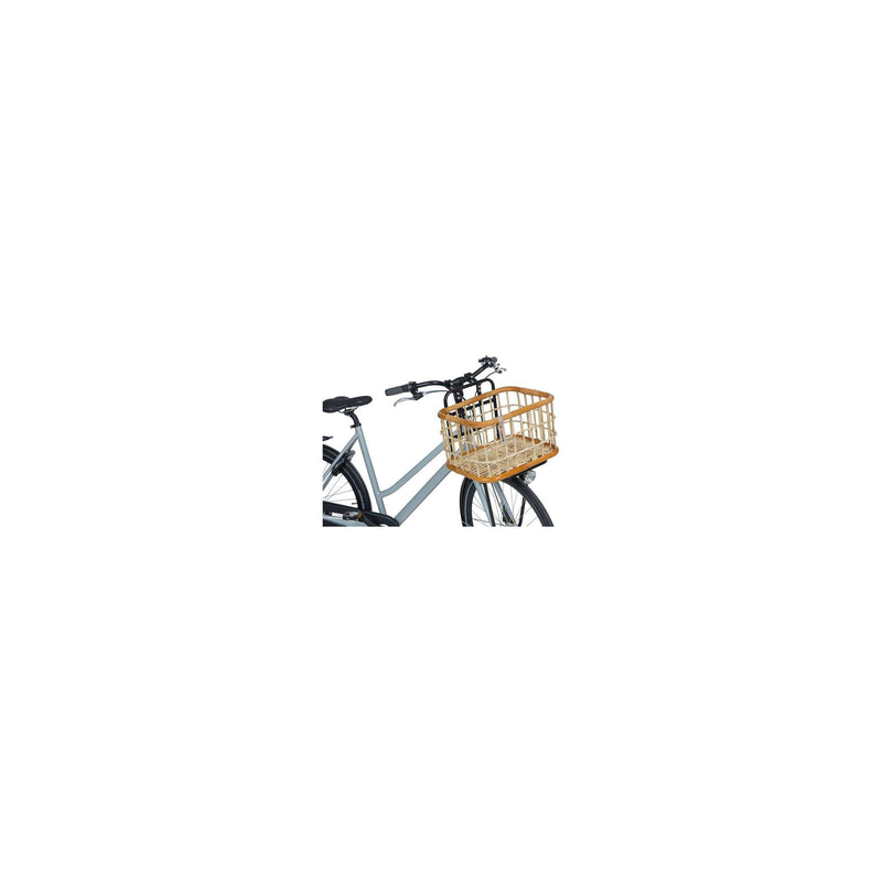 Load image into Gallery viewer, Basil Green Life - rotan fietsmand - large - voorop- natural bruin
