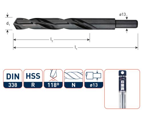 Rotec spiraalboor din338 hss-r 23.0mm afgedraaid