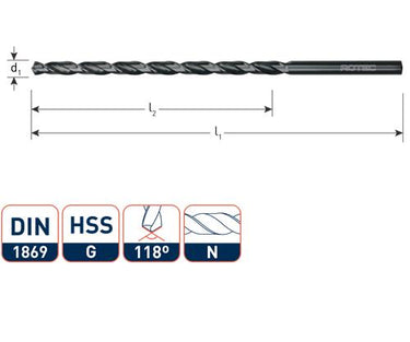 Rotec spiraalboor extra lang 2.5x140 95