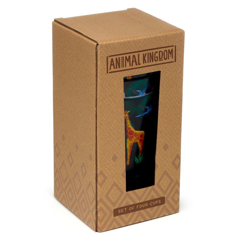Load image into Gallery viewer, Dierenrijk set van 4 duurzame rpet picknick bekers 450ml
