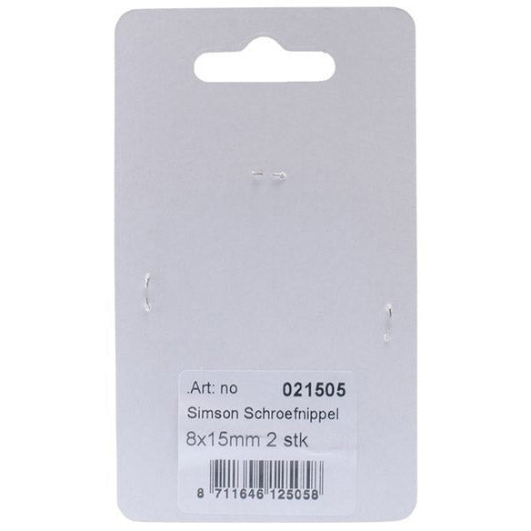 Load image into Gallery viewer, schroefnippels 15 x 8 mm zilver 2 stuks
