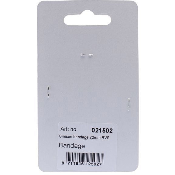 Load image into Gallery viewer, Simson rembandage rond 22mm rvs per stuk op kaart
