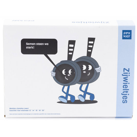 Buzaglo pexkids stabilo set 12-20 inch zwart luxe stalen wiel zijwielen