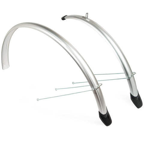 mudguard set 28 inch 58 mm plastic silver