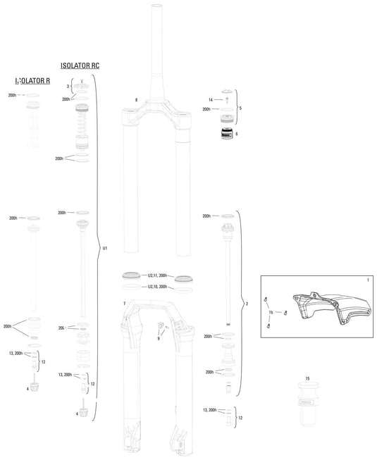 Rockshox verende voorvork domain rc3 sus.fork rs domain gold is.rc3 27,5 boost 160mm