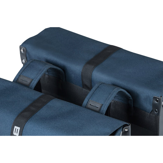 Basil Forte dubbele fietstas, waterafstotend, navy blauw zwart, 35L
