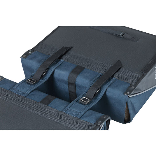 Basil Forte dubbele fietstas, waterafstotend, navy blauw zwart, 35L