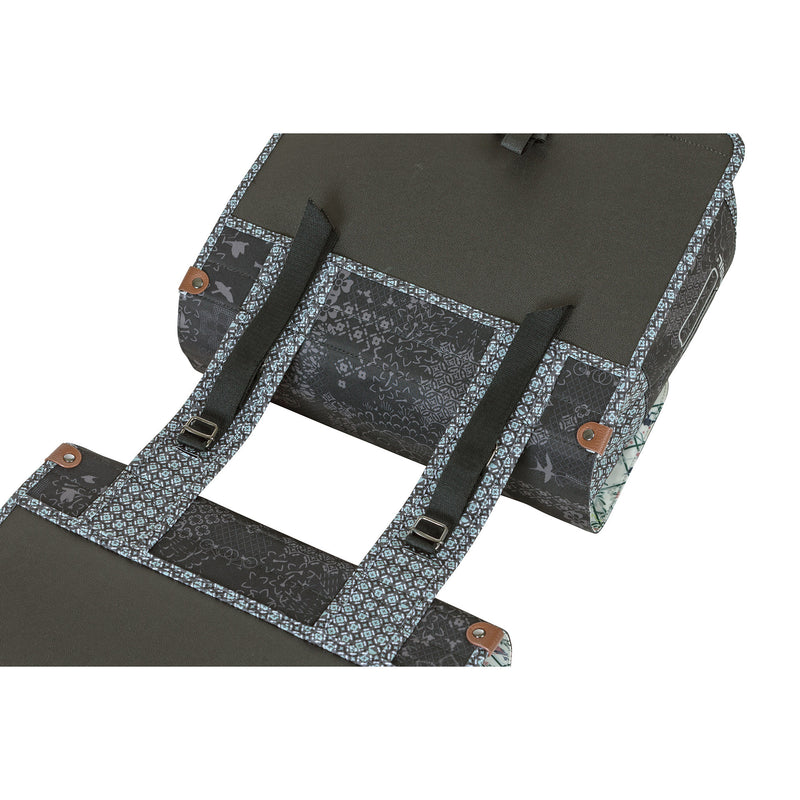 Load image into Gallery viewer, Basil Bohème Dubbele Fietstas - Zwart - 35L - Waterafstotend - Kunstleren Details
