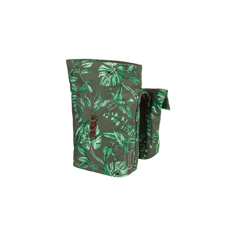 Load image into Gallery viewer, Basil Ever-Green dubbele fietstas, gerecycled PET, waterkerende vouwsluiting, vegan leather, 28-32L, thyme groen
