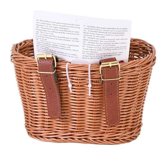 Volare rieten mandje klein met riempjes voor 12-16 inch