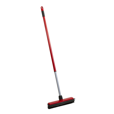 Rubberen bezem 30 cm met wisser lip en telescoopsteel 84-135 cm